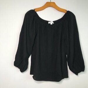 AKNVAS Black Shirt Pullover Off Shoulder Top Womens Small